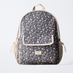 Zara Floral Backpack - Navy and Beige